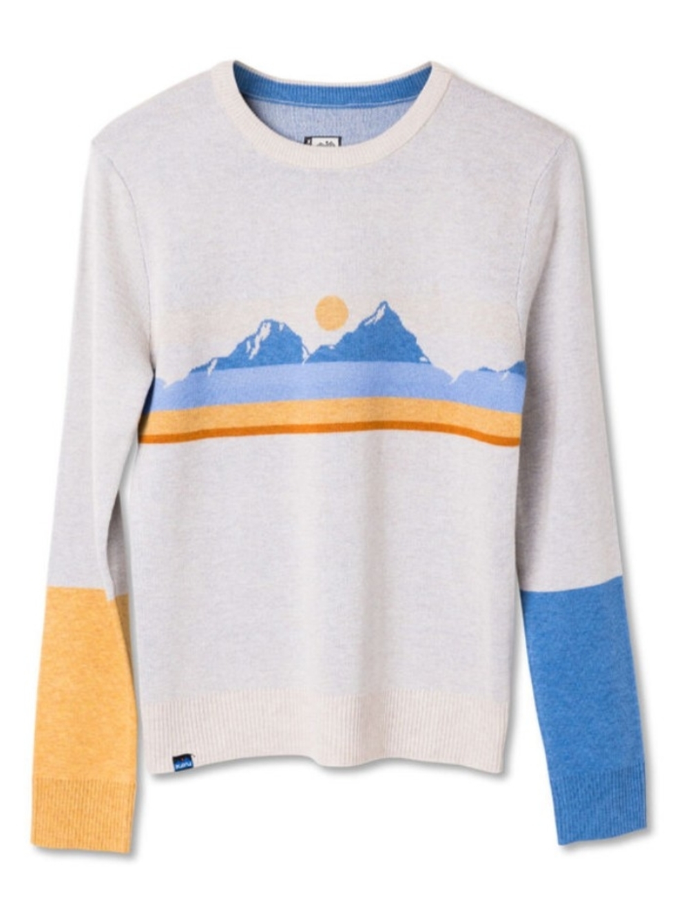 Kavu NWT Hillrose Crewneck Sweater Women Gray Sunrise Range Mountains Wool, sz M